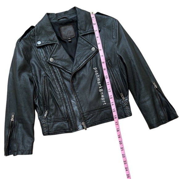 JOIE Dolores Moto Crop Leather Zip-Up Jacket Black Lamb Lambskin XS 0 00 - Picture 13 of 16